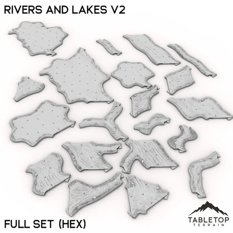 Tabletop Terrain Terrain Full Set / Hex HEXTECH Rivers and Lakes v2 - 6mm