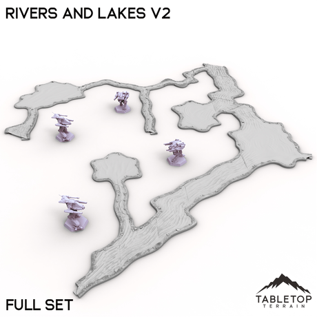 Tabletop Terrain Terrain Full Set HEXTECH Rivers and Lakes v2 - 6mm