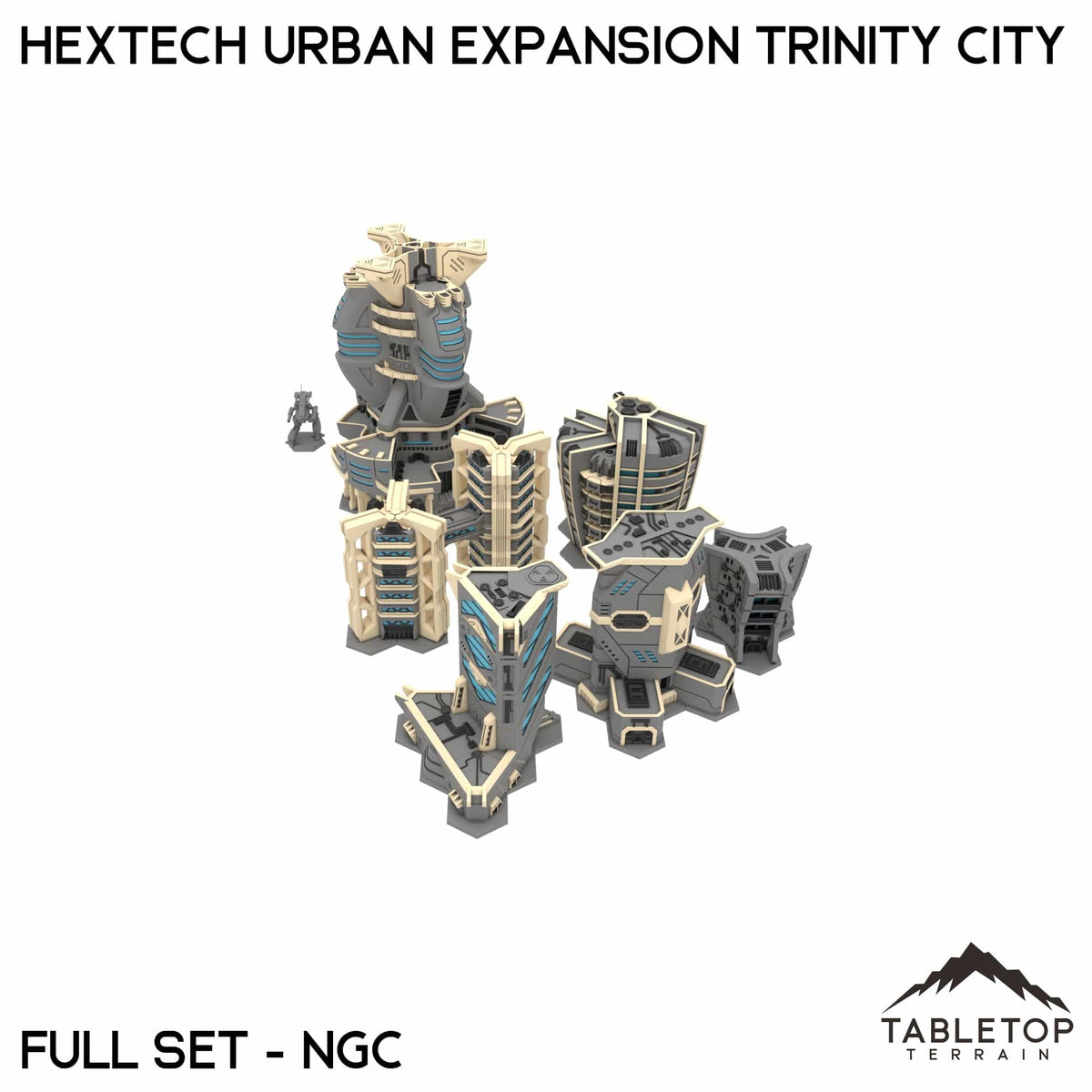 Tabletop Terrain Terrain Full Set / NextGen Color HEXTECH Urban Expansion Trinity City  - 6mm
