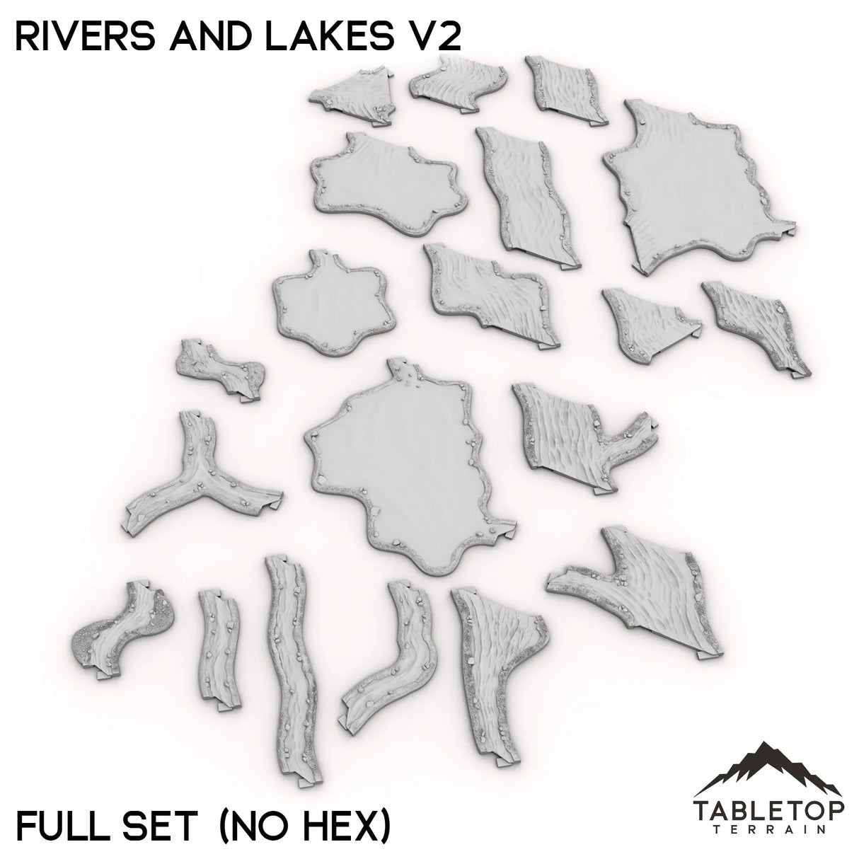 Tabletop Terrain Terrain Full Set / No Hex HEXTECH Rivers and Lakes v2 - 6mm