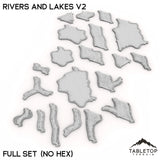 Tabletop Terrain Terrain Full Set / No Hex HEXTECH Rivers and Lakes v2 - 6mm