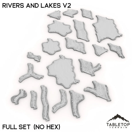 Tabletop Terrain Terrain Full Set / No Hex HEXTECH Rivers and Lakes v2 - 6mm