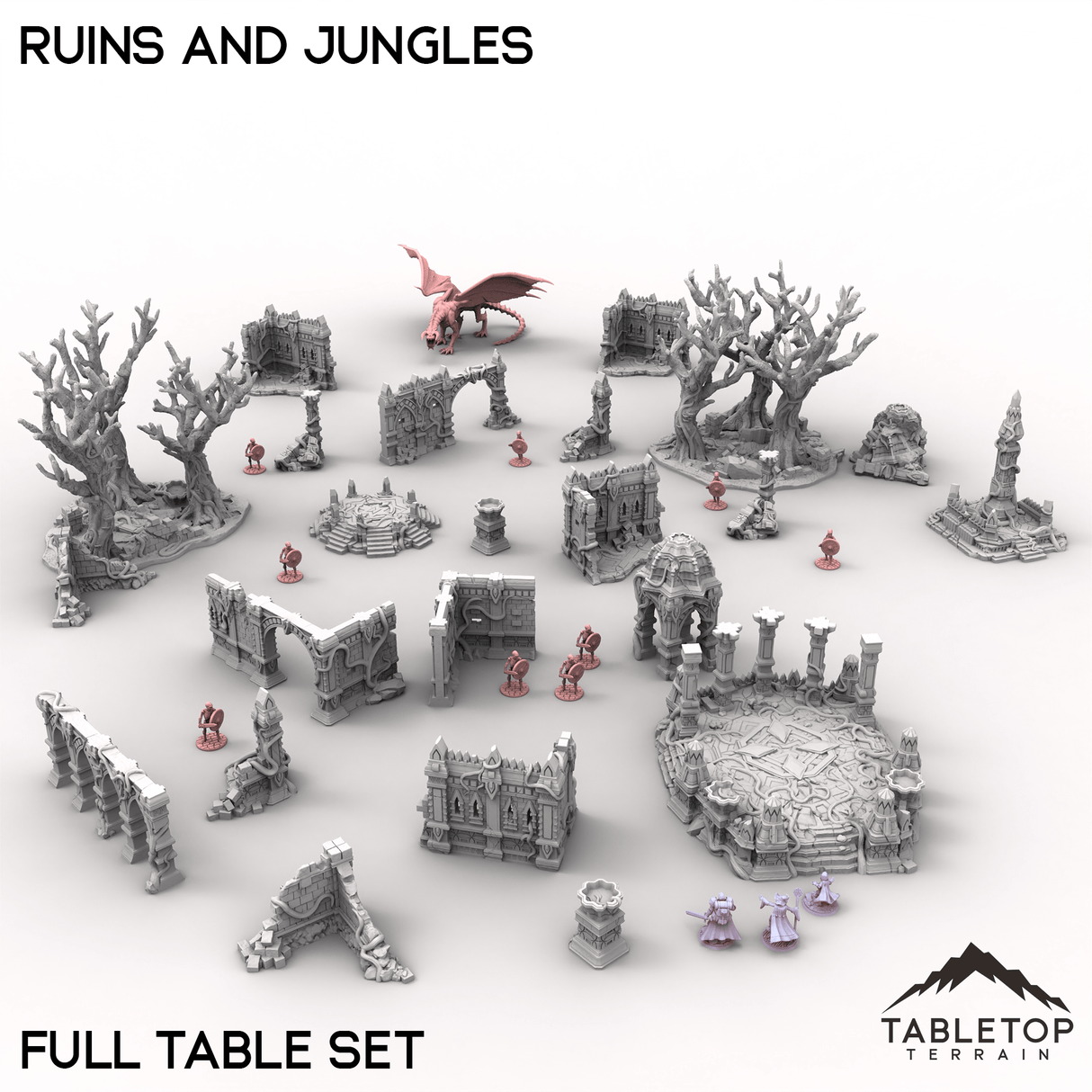 Tabletop Terrain Terrain Full Table Set / 32mm Ruins and Jungles