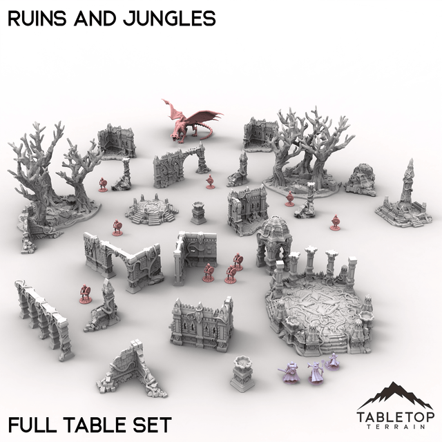 Tabletop Terrain Terrain Full Table Set / 32mm Ruins and Jungles