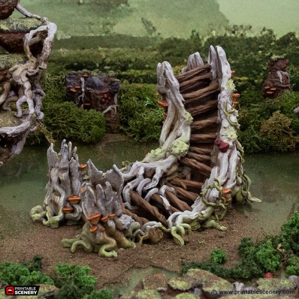 Tabletop Terrain Terrain Gloamwood Fort and Stairs - The Gloaming Swamp
