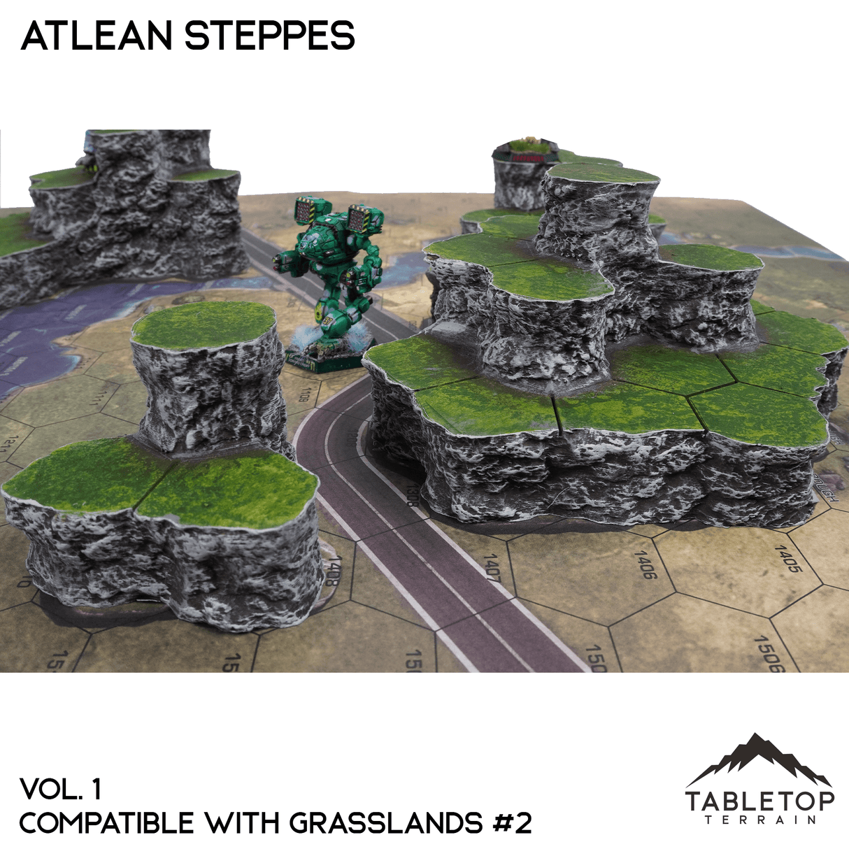 Tabletop Terrain Terrain Grasslands #2 Compatible Map Hill Sets - Atlean Steppes