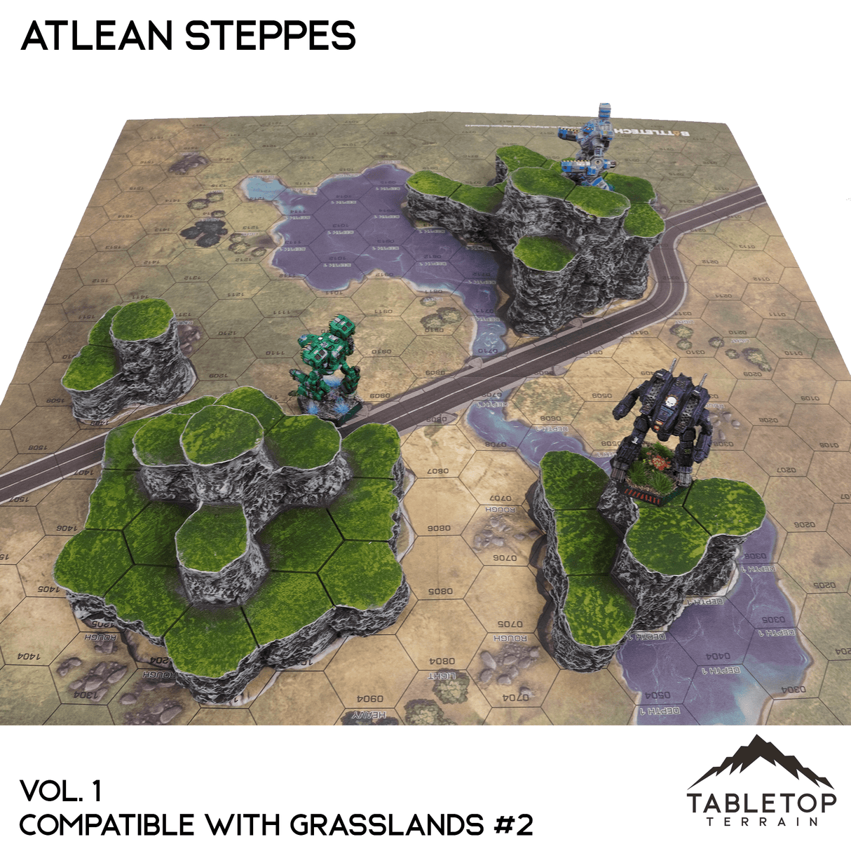 Tabletop Terrain Terrain Grasslands #2 Compatible Map Hill Sets - Atlean Steppes