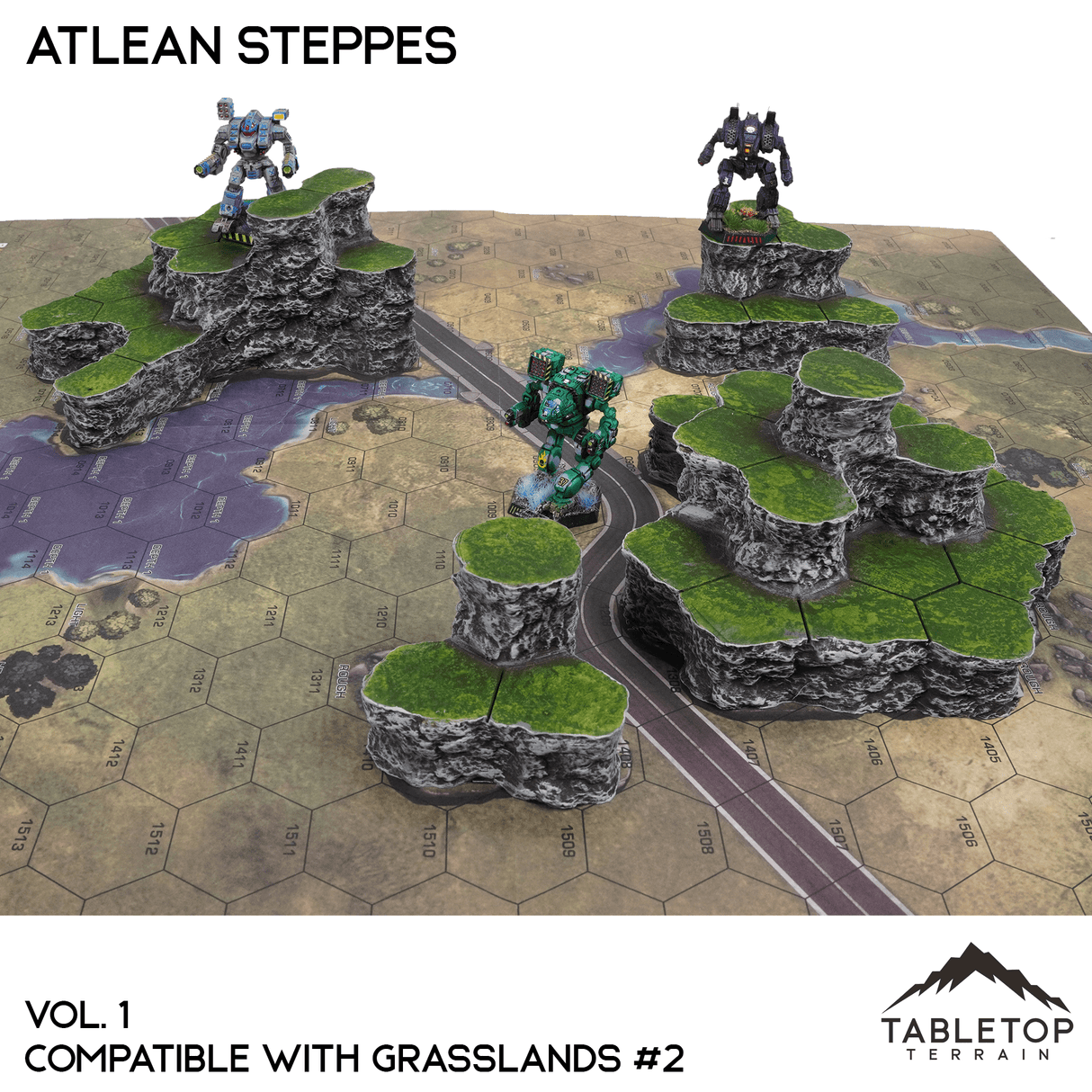 Tabletop Terrain Terrain Grasslands #2 Compatible Map Hill Sets - Atlean Steppes