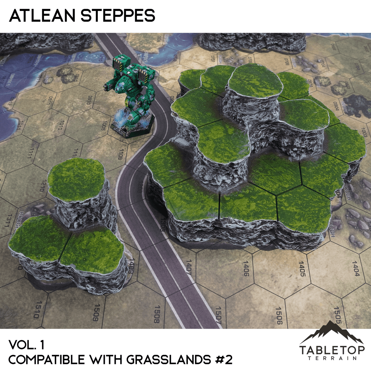 Tabletop Terrain Terrain Grasslands #2 Compatible Map Hill Sets - Atlean Steppes