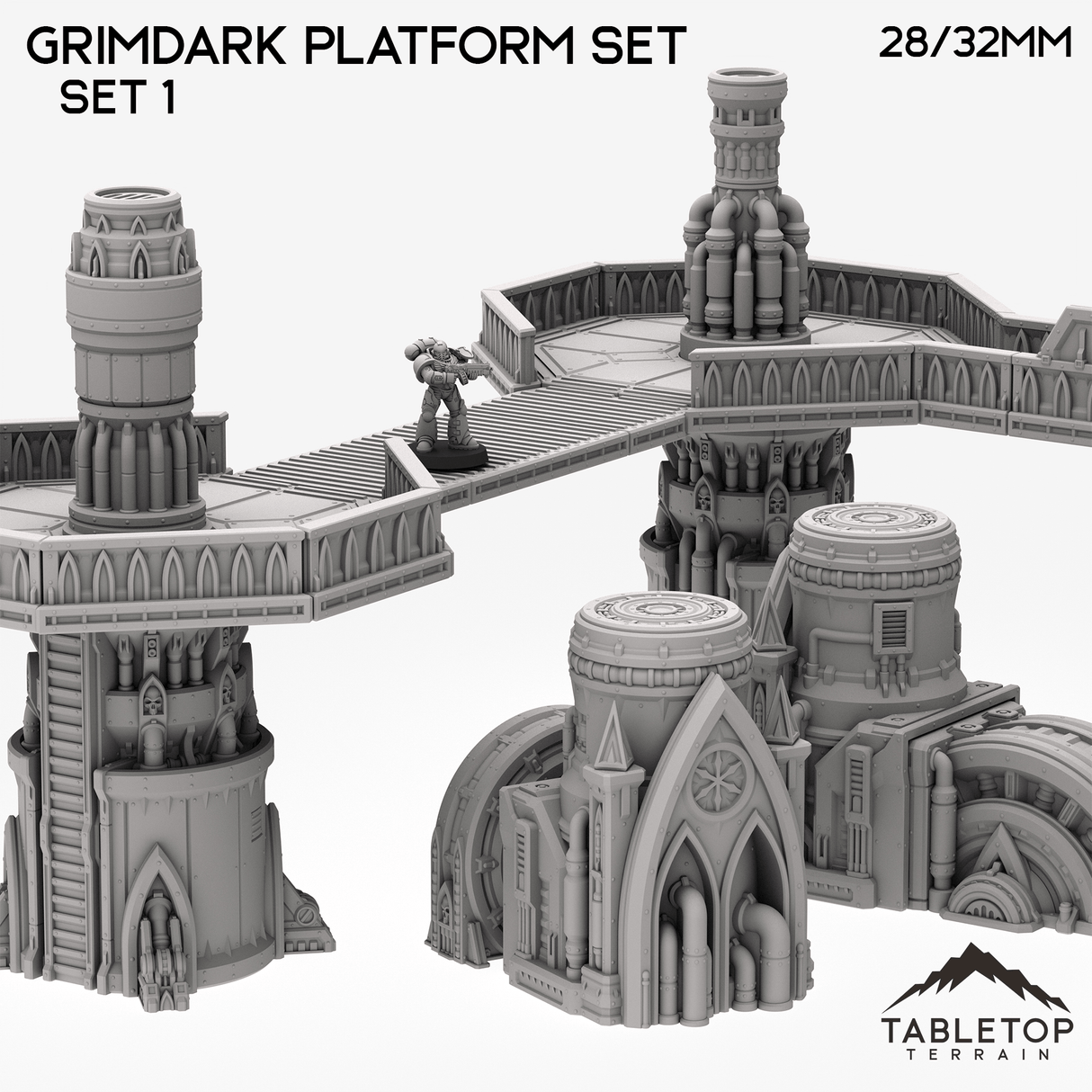 Tabletop Terrain Terrain Grimdark Platform Set - Smoke and Steel