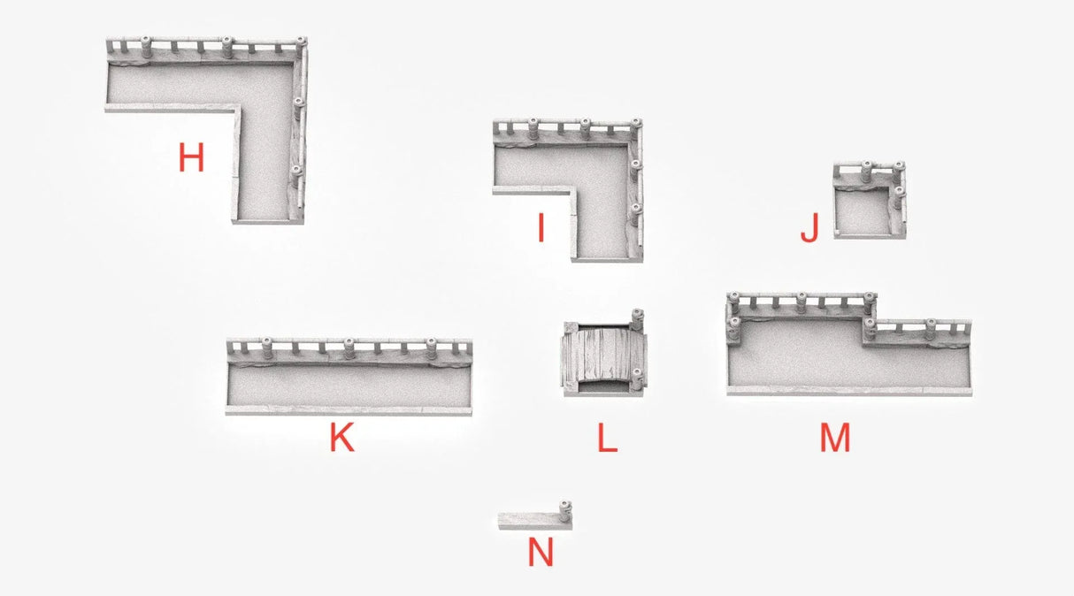 Tabletop Terrain Terrain H- Railings Pond Large Corner Samurai Street Fish Ponds