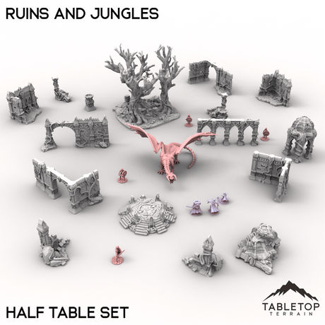 Tabletop Terrain Terrain Half Table Set / 32mm Ruins and Jungles