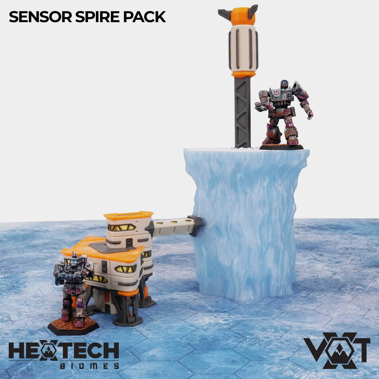 Tabletop Terrain Terrain HEXTECH Biomes - Sensor Spire Pack - Rimewind Glacier