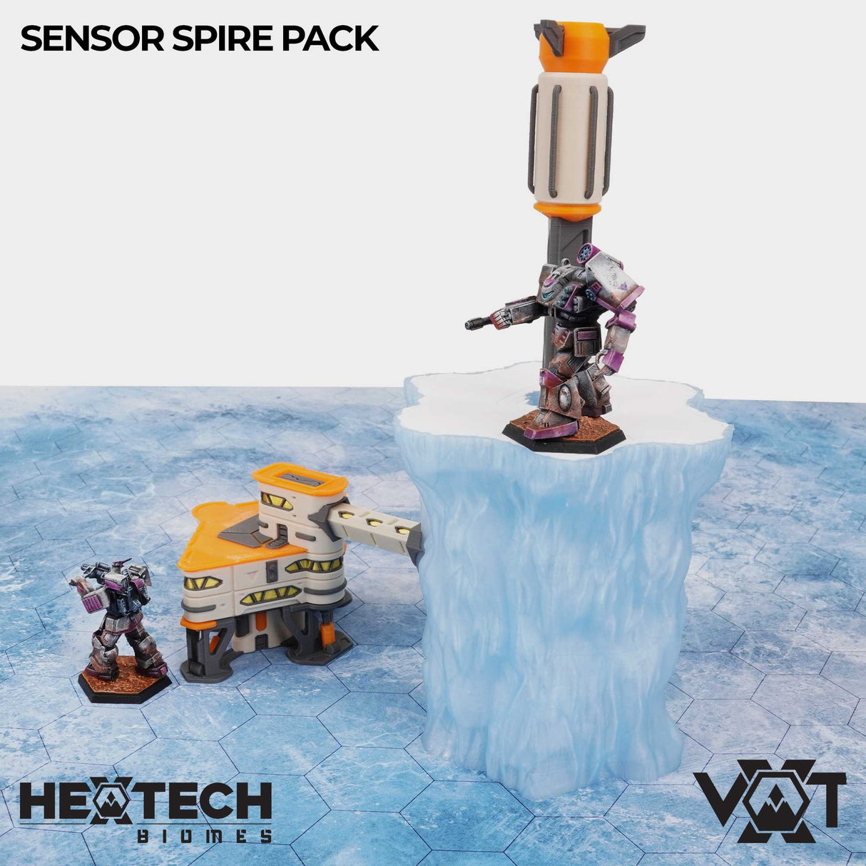 Tabletop Terrain Terrain HEXTECH Biomes - Sensor Spire Pack - Rimewind Glacier