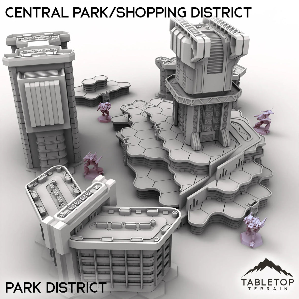 Tabletop Terrain Terrain HEXTECH Central Park/Shopping District - City Map Pack