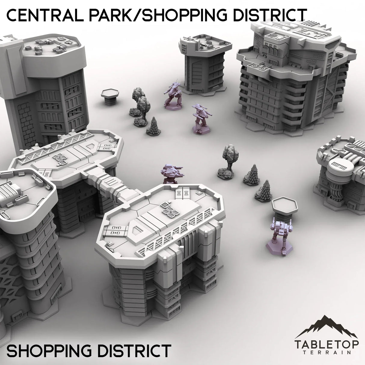 Tabletop Terrain Terrain HEXTECH Central Park/Shopping District - City Map Pack