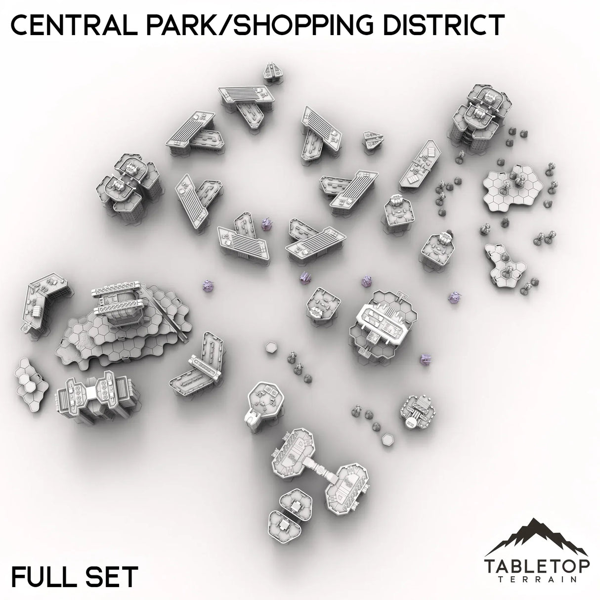 Tabletop Terrain Terrain HEXTECH Central Park/Shopping District - City Map Pack