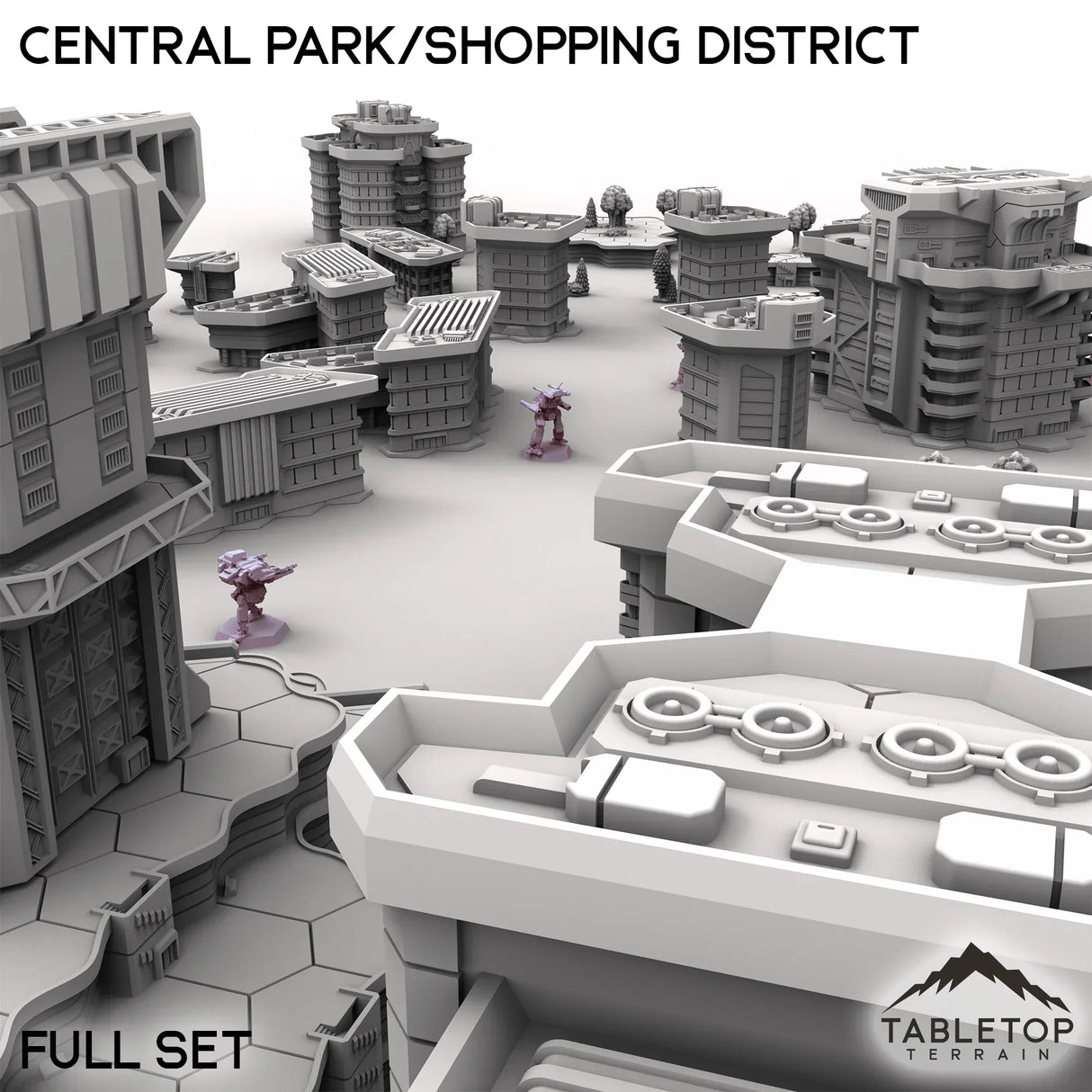 Tabletop Terrain Terrain HEXTECH Central Park/Shopping District - City Map Pack