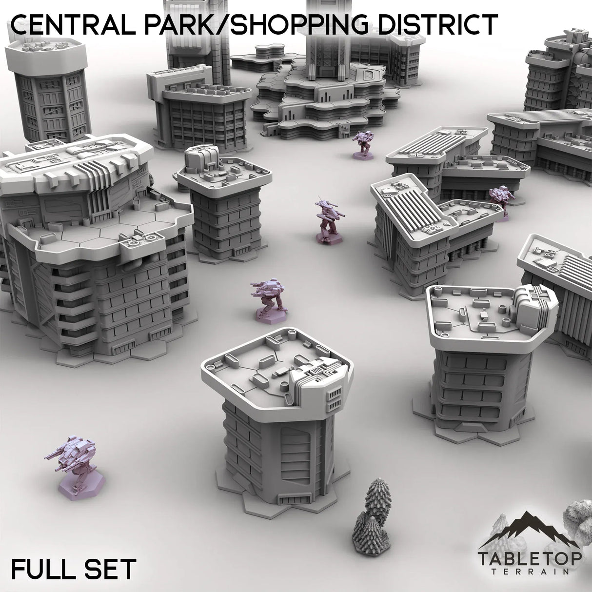 Tabletop Terrain Terrain HEXTECH Central Park/Shopping District - City Map Pack