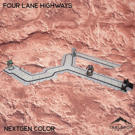Tabletop Terrain Terrain HEXTECH Four Lane Highways Bundle