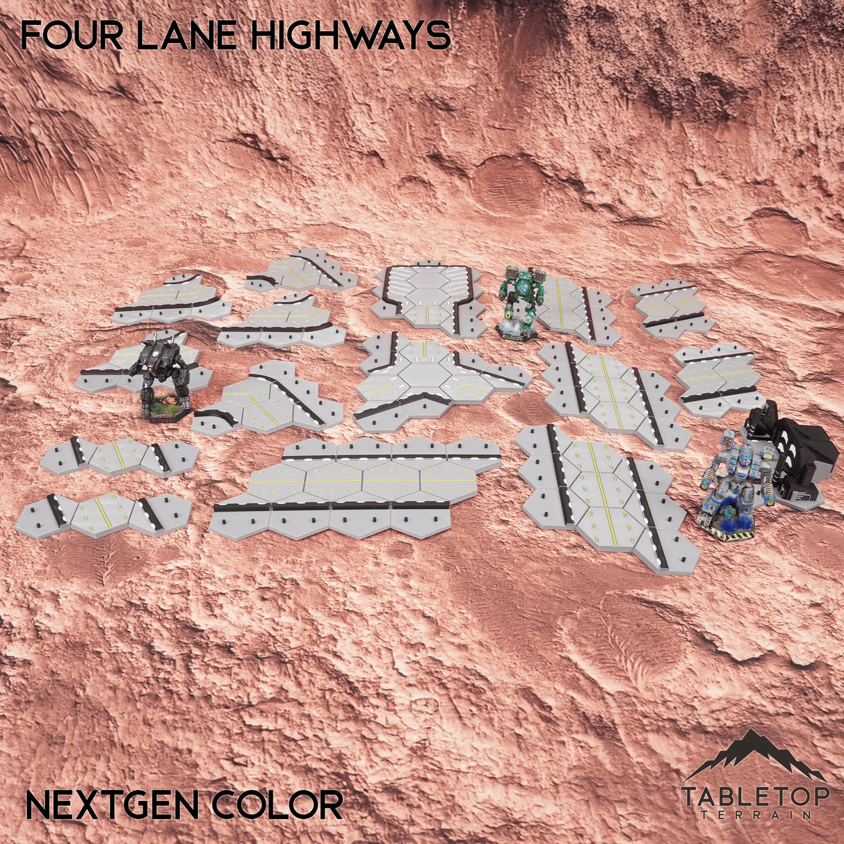 Tabletop Terrain Terrain HEXTECH Four Lane Highways Bundle
