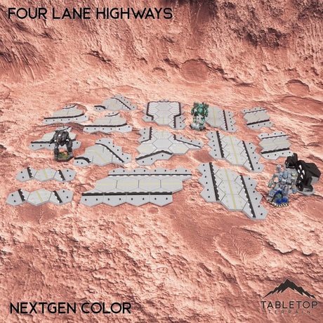 Tabletop Terrain Terrain HEXTECH Four Lane Highways Bundle