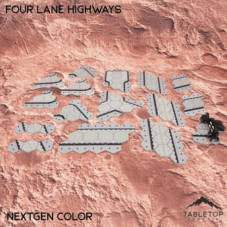 Tabletop Terrain Terrain HEXTECH Four Lane Highways Bundle