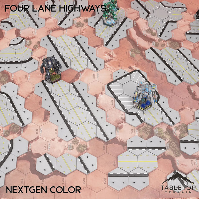 Tabletop Terrain Terrain HEXTECH Four Lane Highways Bundle