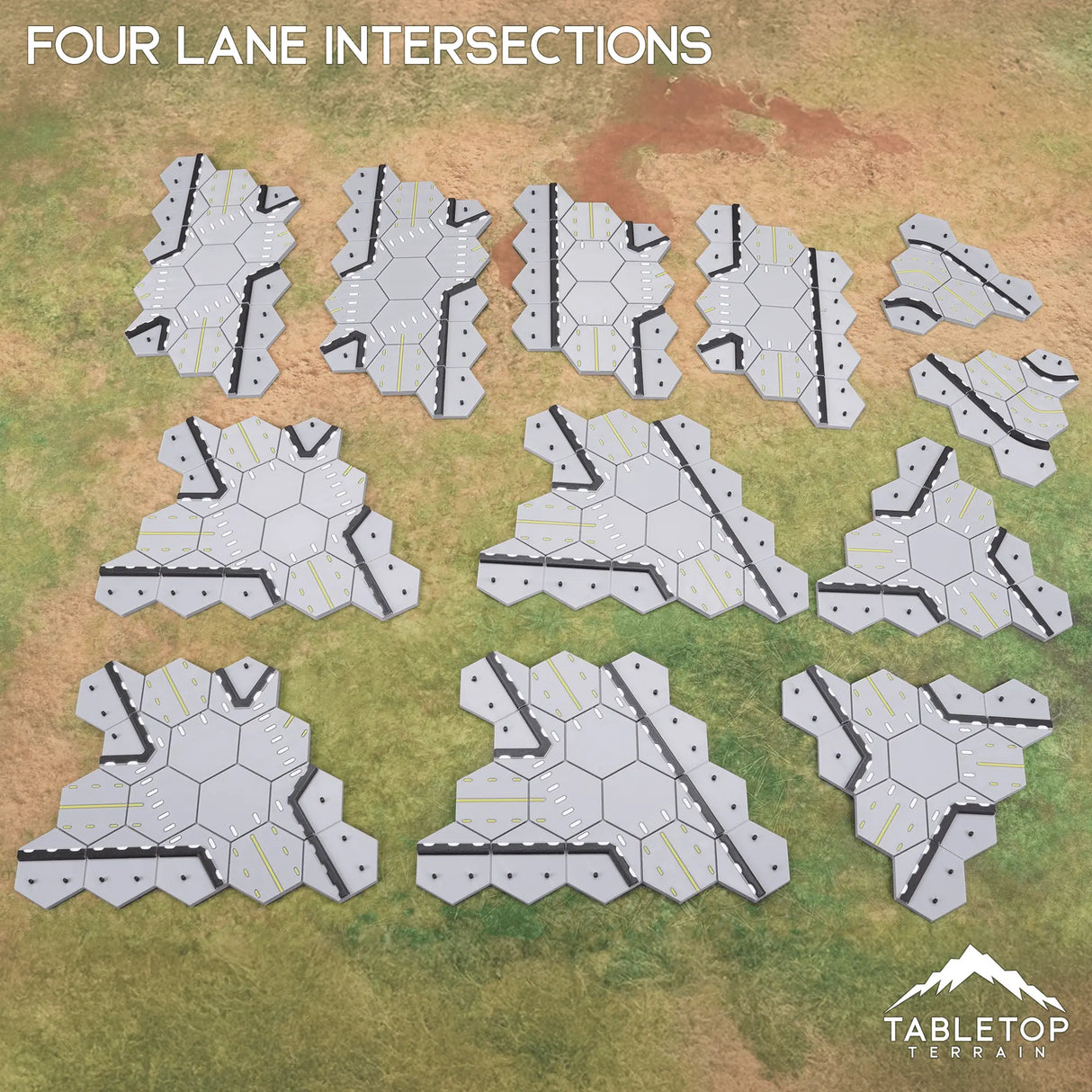 Tabletop Terrain Terrain HEXTECH Four Lane Intersections Bundle