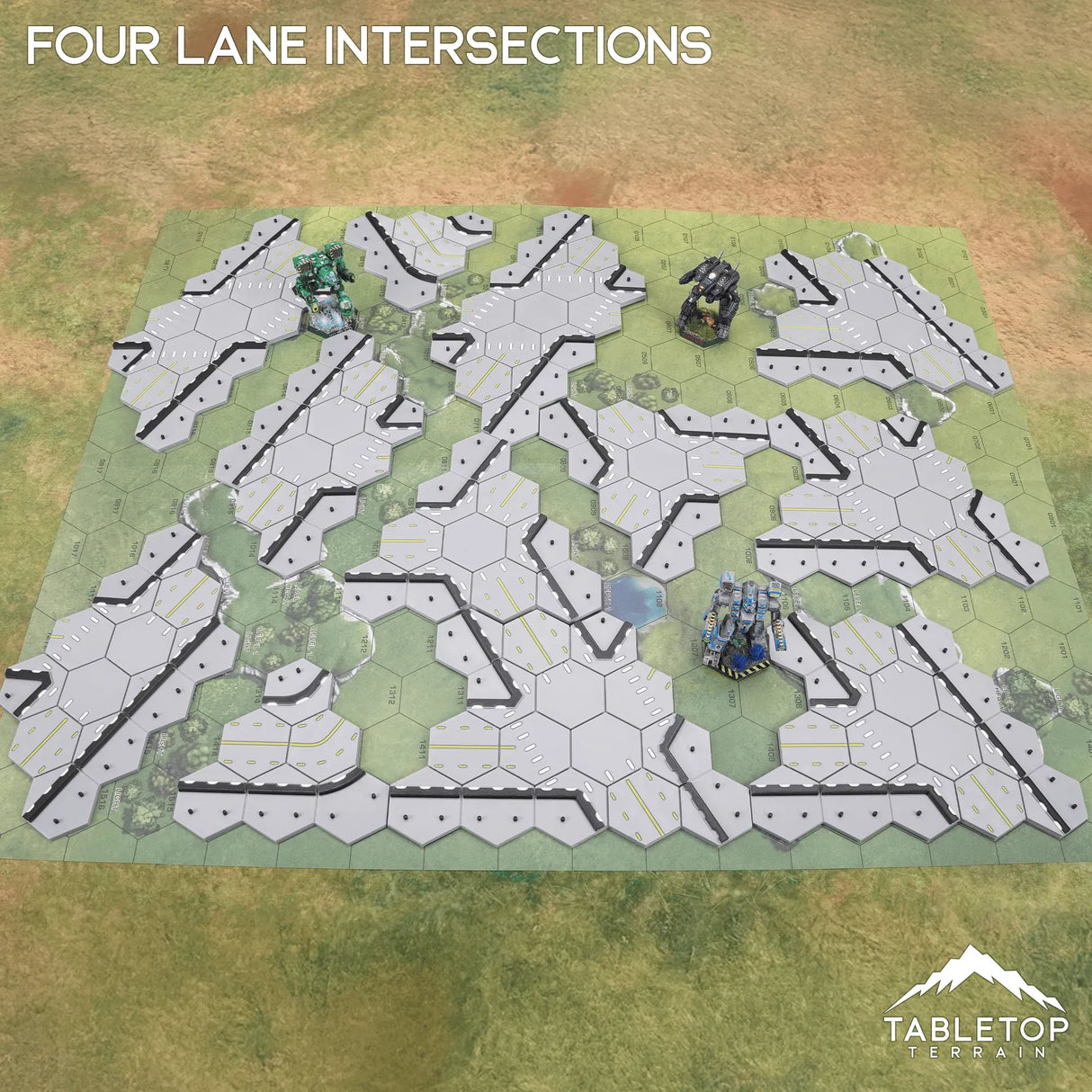 Tabletop Terrain Terrain HEXTECH Four Lane Intersections Bundle