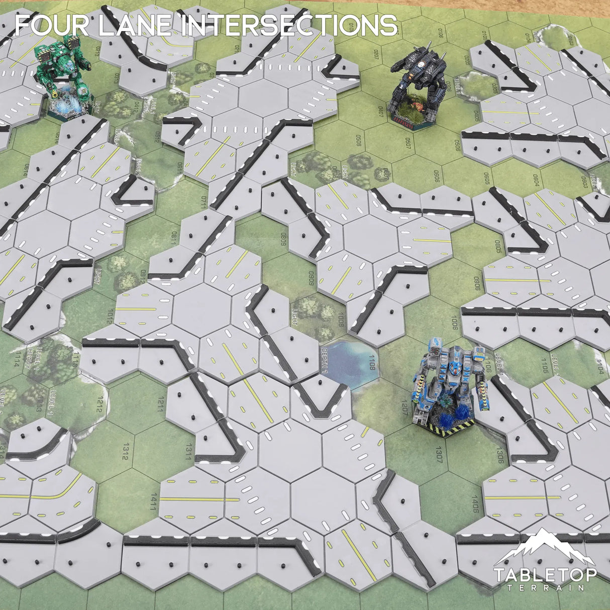 Tabletop Terrain Terrain HEXTECH Four Lane Intersections Bundle