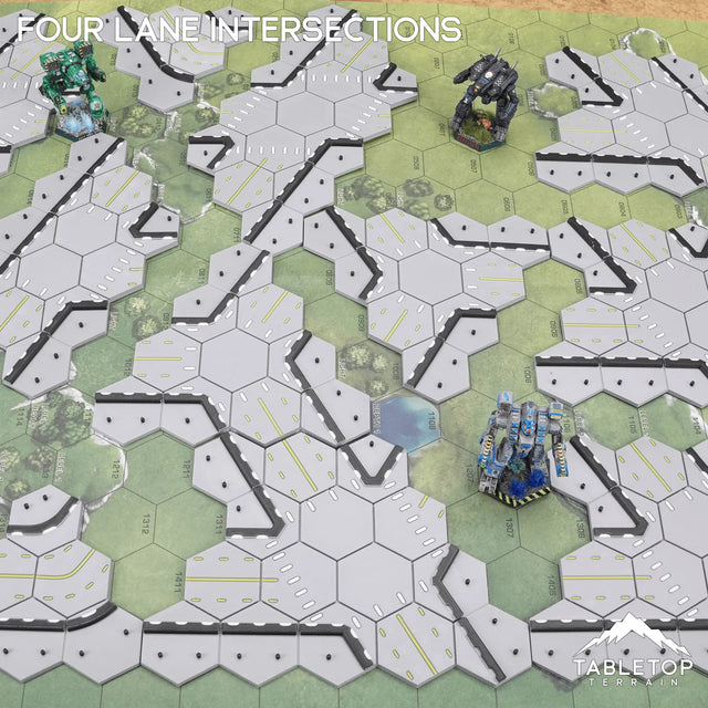 Tabletop Terrain Terrain HEXTECH Four Lane Intersections Bundle