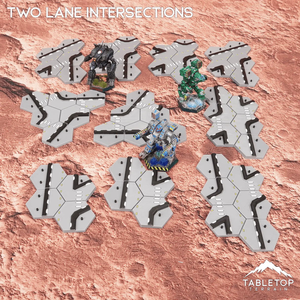 Tabletop Terrain Terrain HEXTECH Two Lane Intersections Bundle