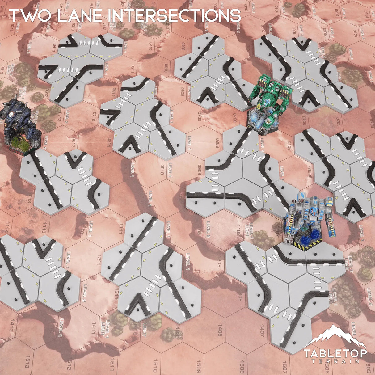 Tabletop Terrain Terrain HEXTECH Two Lane Intersections Bundle