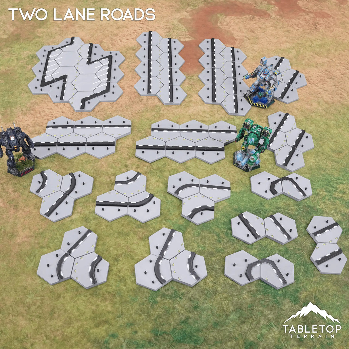 Tabletop Terrain Terrain HEXTECH Two Lane Roads Bundle