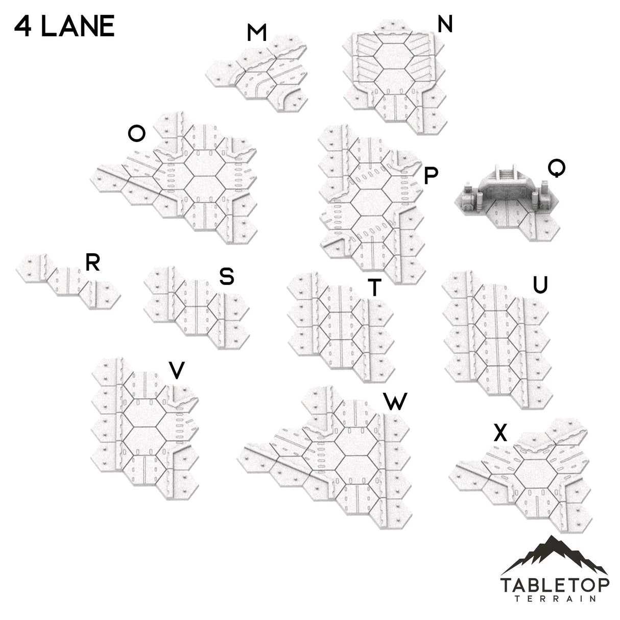 Tabletop Terrain Terrain M-Four Lane Turn HEXTECH City Streets - 6mm