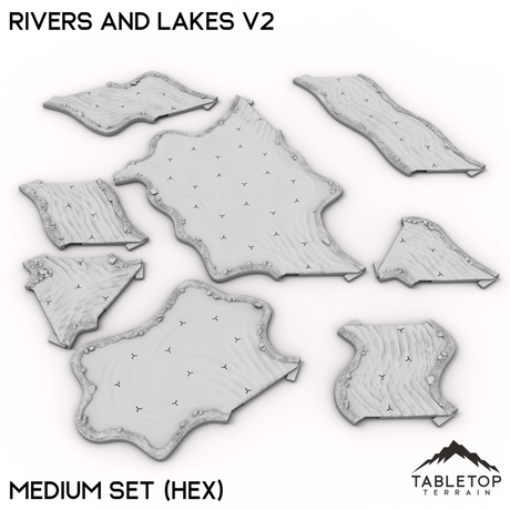 Tabletop Terrain Terrain Medium Set / Hex HEXTECH Rivers and Lakes v2 - 6mm