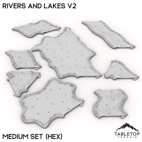Tabletop Terrain Terrain Medium Set / Hex HEXTECH Rivers and Lakes v2 - 6mm