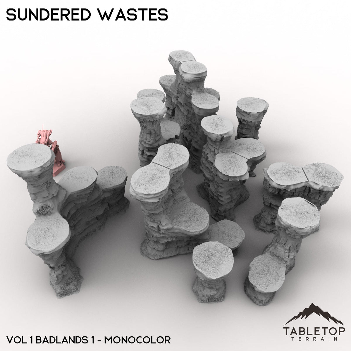 Tabletop Terrain Terrain Monocolor (gray) / Vol 1 (Badlands #1) HEXTECH Sundered Wastes Map Hill Sets - 6mm
