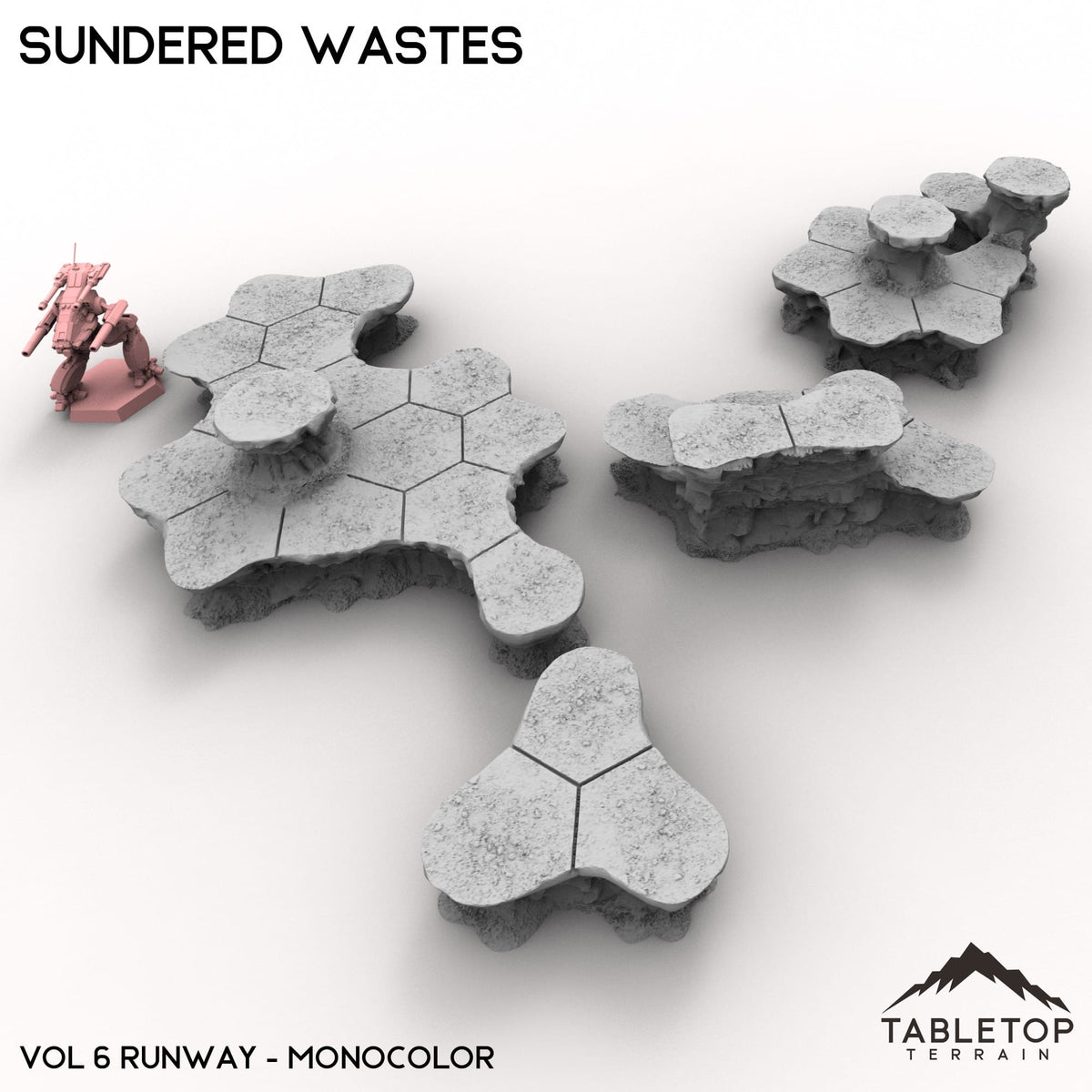 Tabletop Terrain Terrain Monocolor (gray) / Vol 6 (Runway) HEXTECH Sundered Wastes Map Hill Sets - 6mm