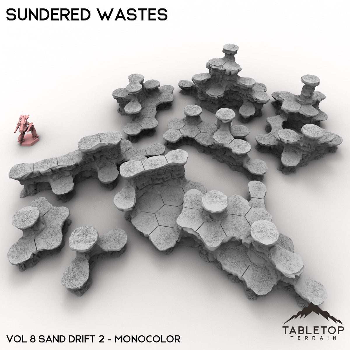 Tabletop Terrain Terrain Monocolor (gray) / Vol 8 (Sand Drift #2) HEXTECH Sundered Wastes Map Hill Sets - 6mm