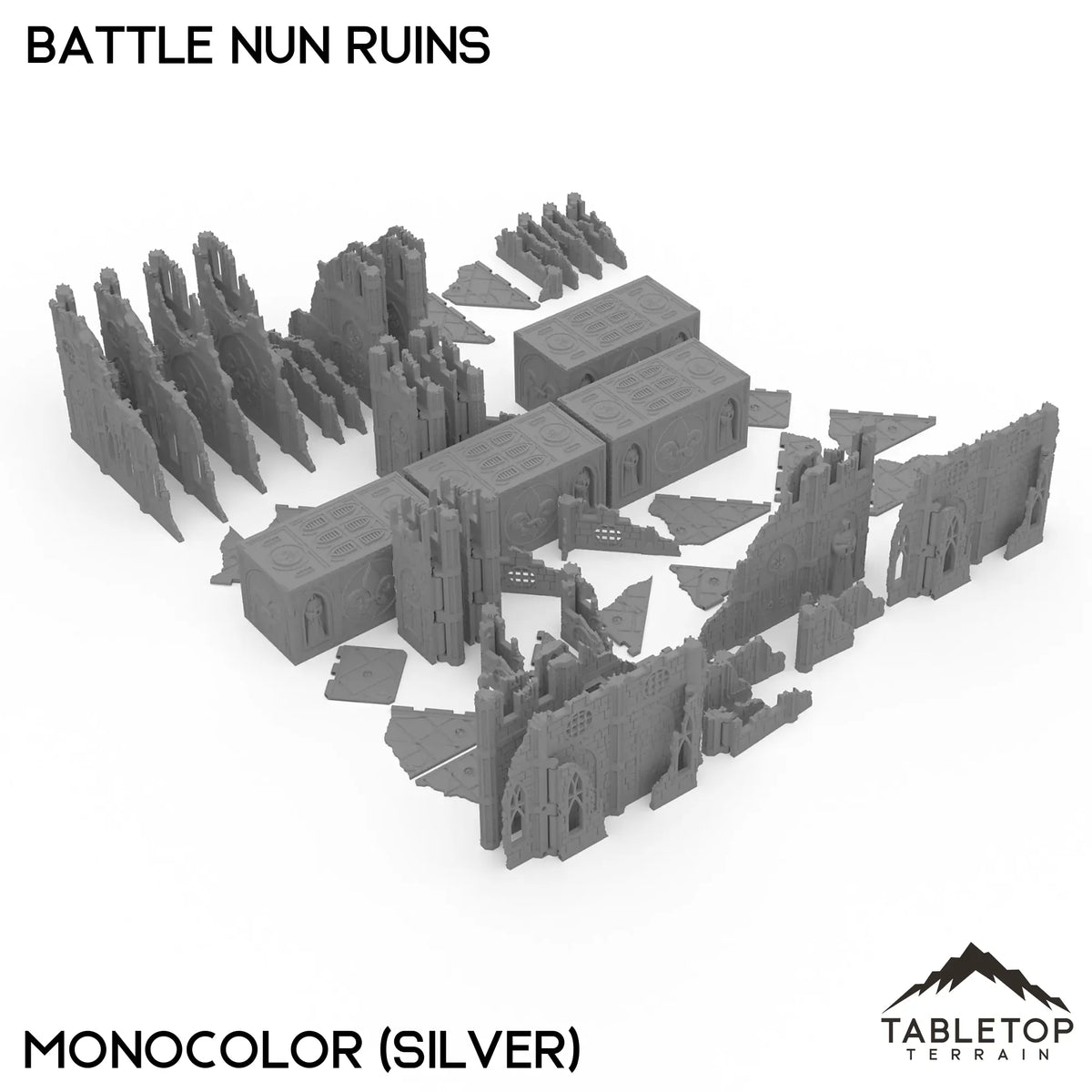 Tabletop Terrain Terrain Monocolor (Silver) / With Template Set 11e Battle Nun Ruins Foldable Tournament Terrain