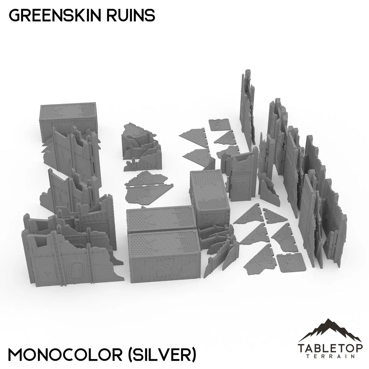 Tabletop Terrain Terrain Monocolor (Silver) / With Template Set 11e Greenskin Ruins Foldable Tournament Terrain