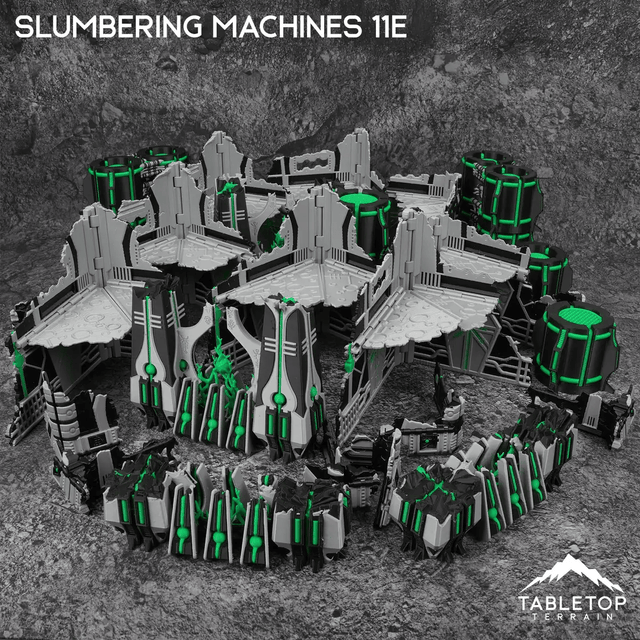 Tabletop Terrain Terrain NextGen Color - Black + Green Slumbering Machines 11e Foldable Tournament Terrain