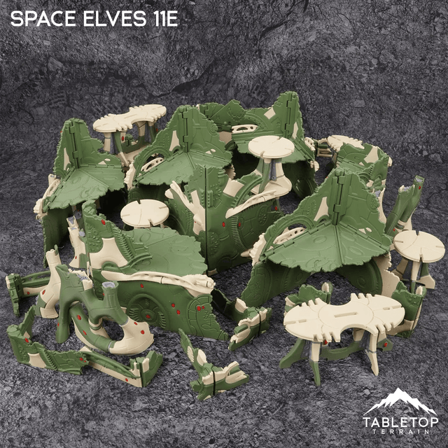 Tabletop Terrain Terrain NextGen Color - Green + Beige Space Elves 11e Foldable Tournament Terrain