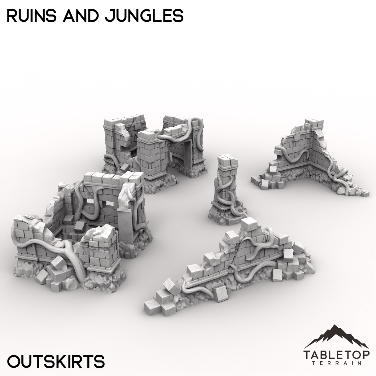 Tabletop Terrain Terrain Outskirt / 32mm Ruins and Jungles