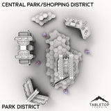 Tabletop Terrain Terrain Park District HEXTECH Central Park/Shopping District - City Map Pack
