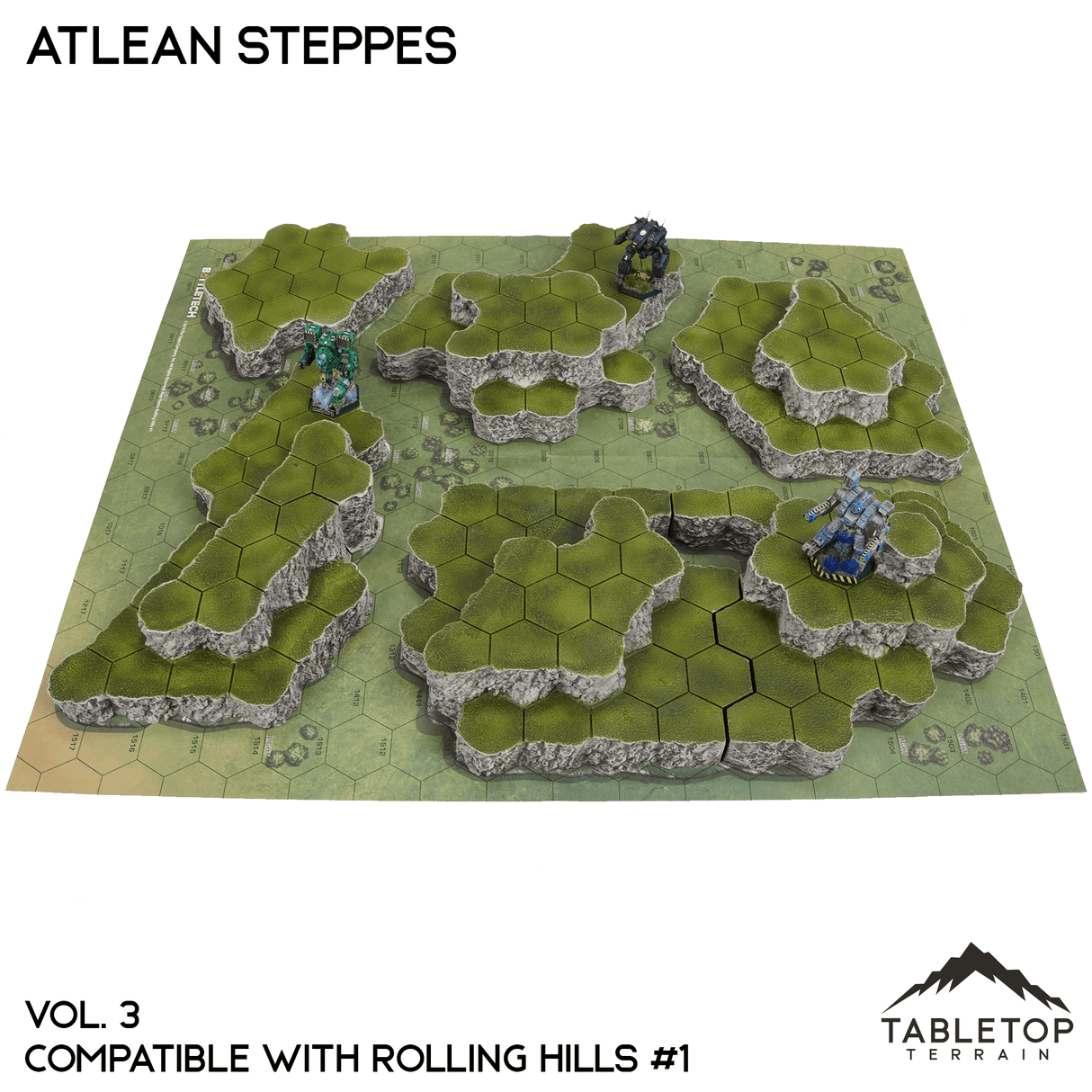 Tabletop Terrain Terrain Rolling Hills #1 Compatible Map Hill Sets - Atlean Steppes