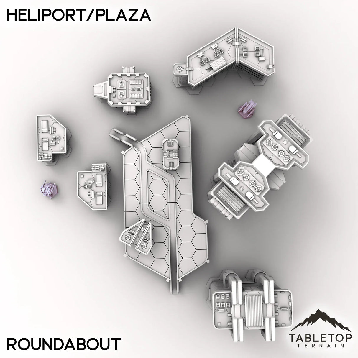 Tabletop Terrain Terrain Roundabout HEXTECH Heliport/Plaza - City Map Pack