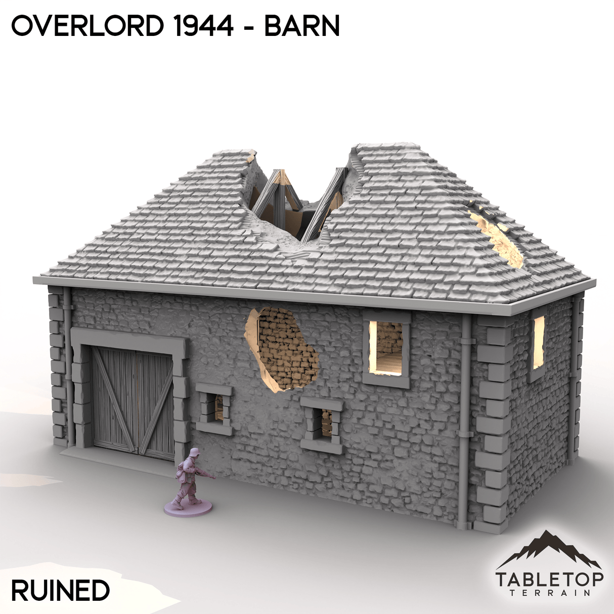 Tabletop Terrain Terrain Ruined / 32mm Overlord 1944 - Barn